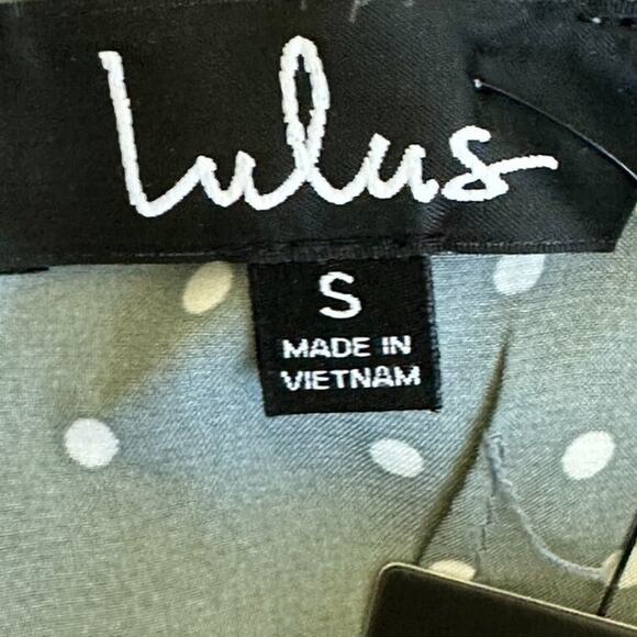 NWT Lulus Mini Dress Womens S Sage Polka Dot Satin Slip Cowl Neck Date Night - Picture 7 of 9